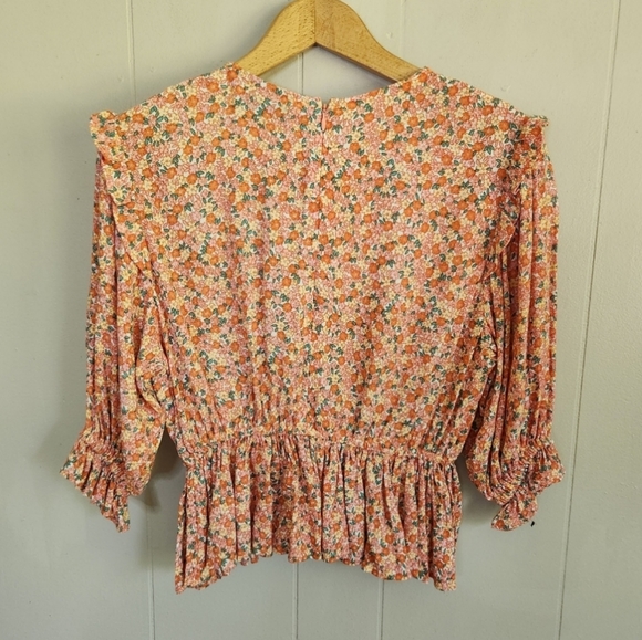 Faithfull The Brand Caleta Mathiola Floral Peplum Blouse top elastic waist 2 - Picture 7 of 12